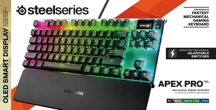 SteelSeries Apex Pro Mechanical Gaming Keyboard – Adjustable Actuation  Switches – World’s Fastest Mechanical Keyboard – OLED Smart Display – RGB